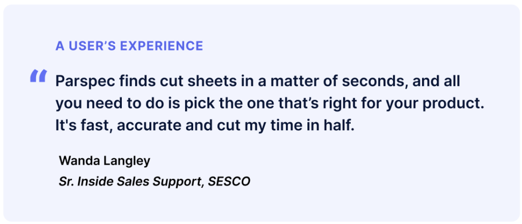 Testimonial image featuring Netesh Gohil from SESCO praising Parspec as a crucial business tool, not just another software solution.