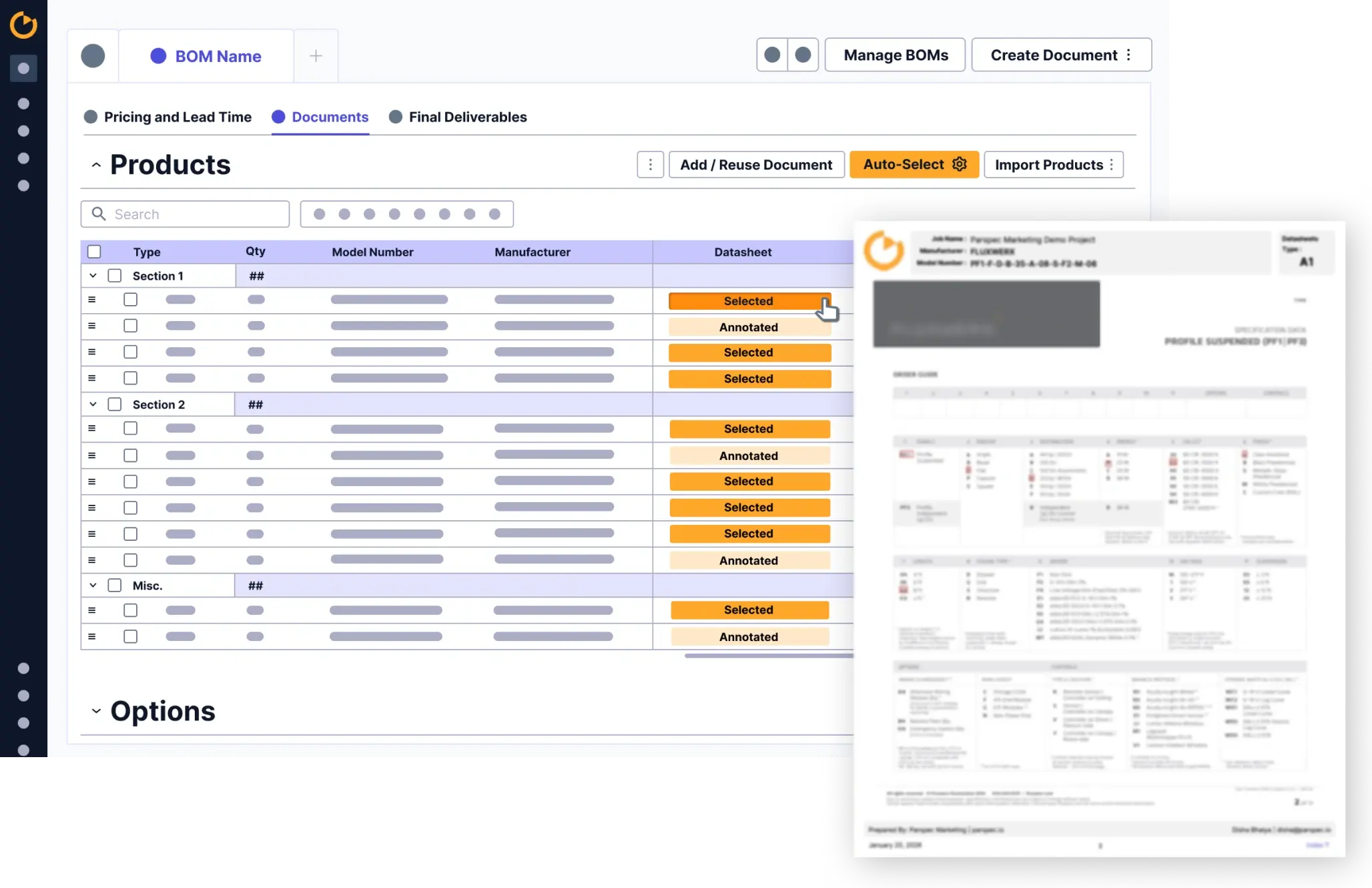Bulk attach datasheets from a continuously updated library