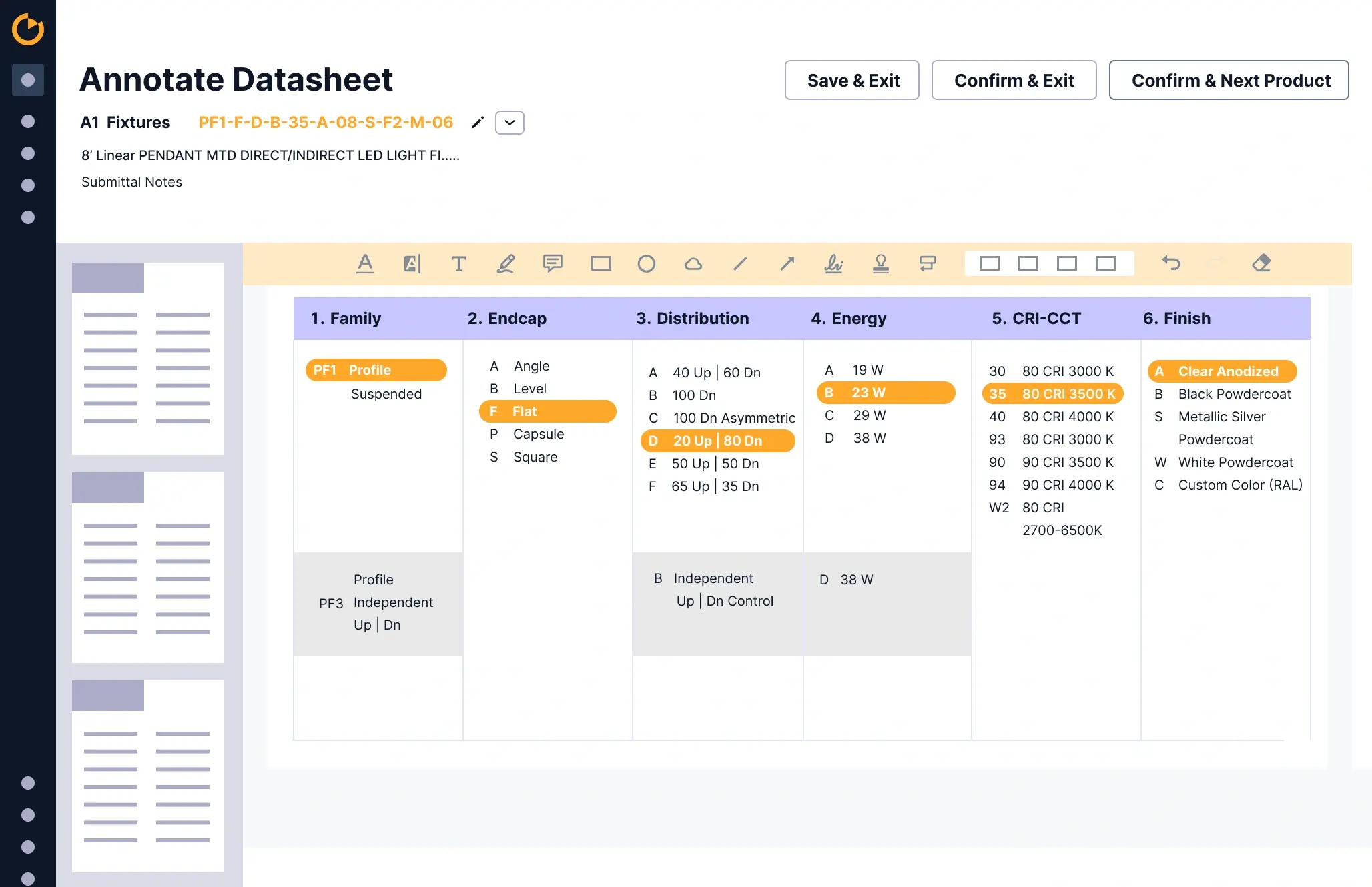 Mark up product configurations in one click